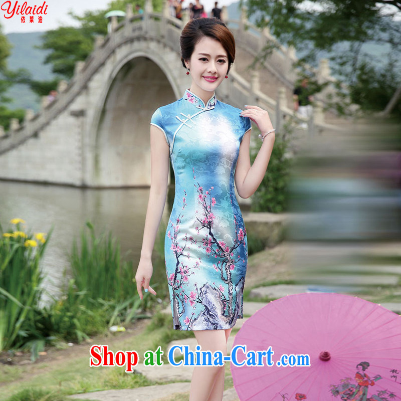 According to Tony BLAIR's 2015 new summer Korean Beauty round-collar semi-classic style stamp China wind cheongsam stylish dress suit de A 6 11 _8892 XXL