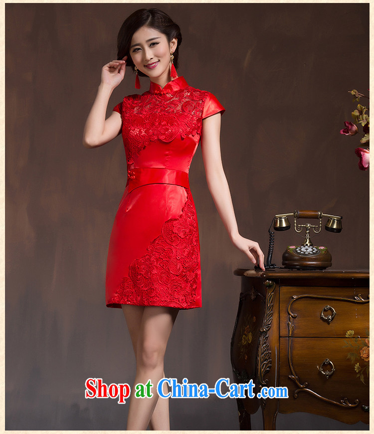 Toasting Service Bridal Fashion dresses 2015 spring wedding dress red short cheongsam dress beauty female Red XL code pictures, price, brand platters! Elections are good character, the national distribution, so why buy now enjoy more preferential! Health