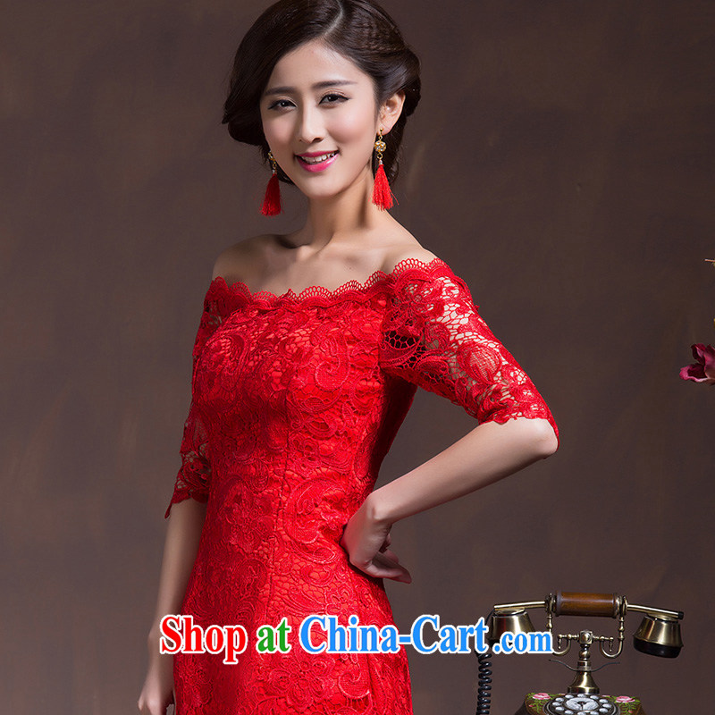 2015 new, serving toast Bridal Fashion spring long-sleeved qipao Chinese wedding dress short, Autumn beauty national Red XL code, Hyatt, married, and, shopping on the Internet
