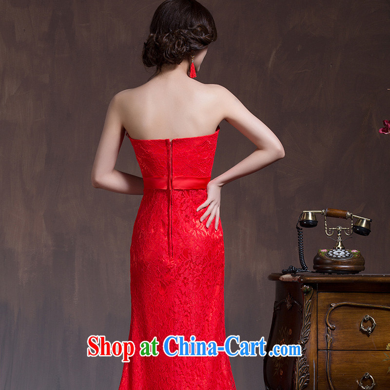 Toasting Service Bridal Fashion improved 2015 new spring and summer red married Mary Magdalene chest dresses long Chinese Dress red L Code, marriage of arts, online shopping