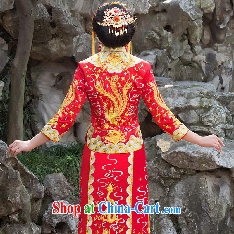 Bridal wedding dresses red toast serving Chinese style wedding dresses long-sleeved Sau Wo service use phoenix retro married Yi red XL code, Hyatt, married, and, on-line shopping