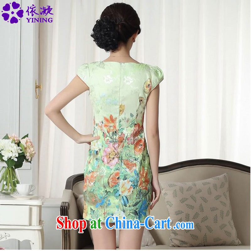 According to fuser summer new women with improved Chinese Chinese cheongsam dress lady stylish jacquard cotton cultivating short cheongsam dress LGD/D #0305 figure 2 XL, fuser, and Internet shopping