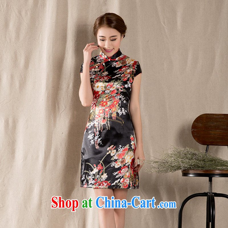 Snow kiss poetry 2015 summer, new Korean fashion beauty retro ethnic wind short-sleeve cheongsam dress suits women XXL, snow kiss poetry (sexyonce), online shopping
