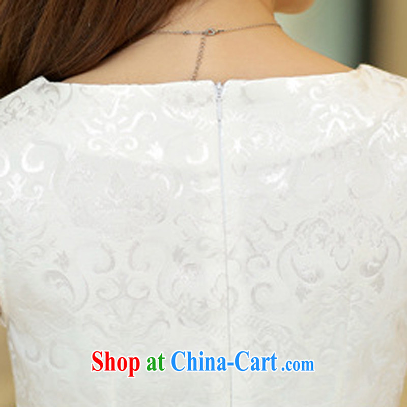 Summer 2015 new stylish jacquard cotton white fresh style Popular retro improved cultivation video thin cheongsam 35 white L, Elizabeth Gil (SHAJINI), online shopping