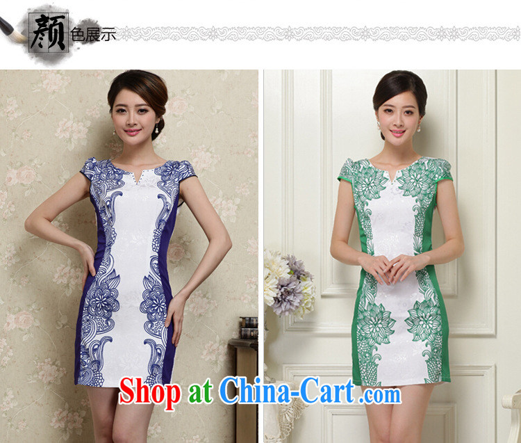 2015 new summer women cheongsam dress short-sleeved beauty stamp National wind package and skirt 26 green XXL pictures, price, brand platters! Elections are good character, the national distribution, so why buy now enjoy more preferential! Health