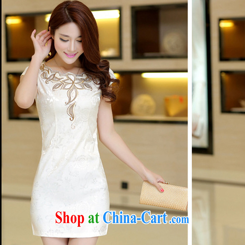 Dresses 2015 New Spring Summer black on white jacquard cotton retro daily improved cheongsam dress style girls 33 pink L de Gil (SHAJINI), online shopping