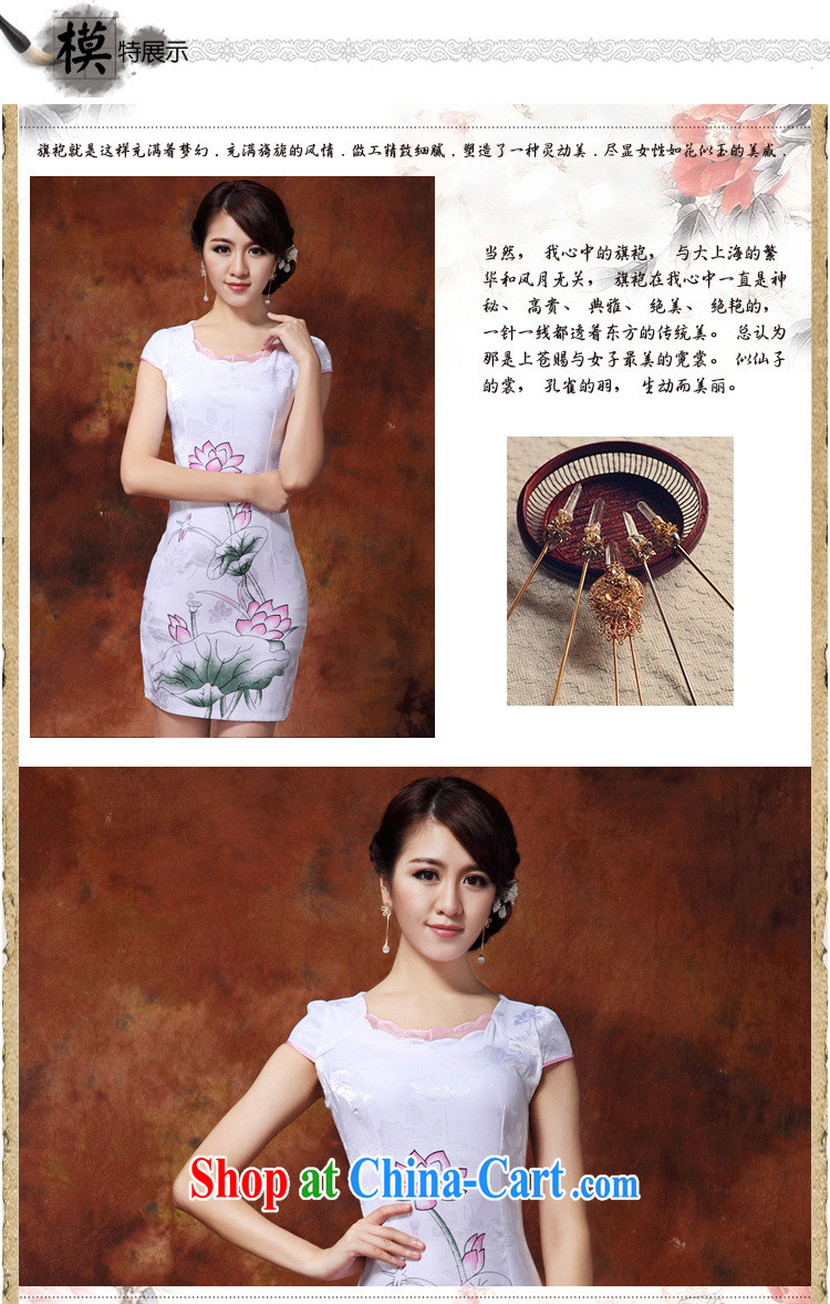 Dresses and Stylish spring and summer 2015 new Chinese Lotus figure daily short improved cheongsam dress style female 36 white L pictures, price, brand platters! Elections are good character, the national distribution, so why buy now enjoy more preferential! Health