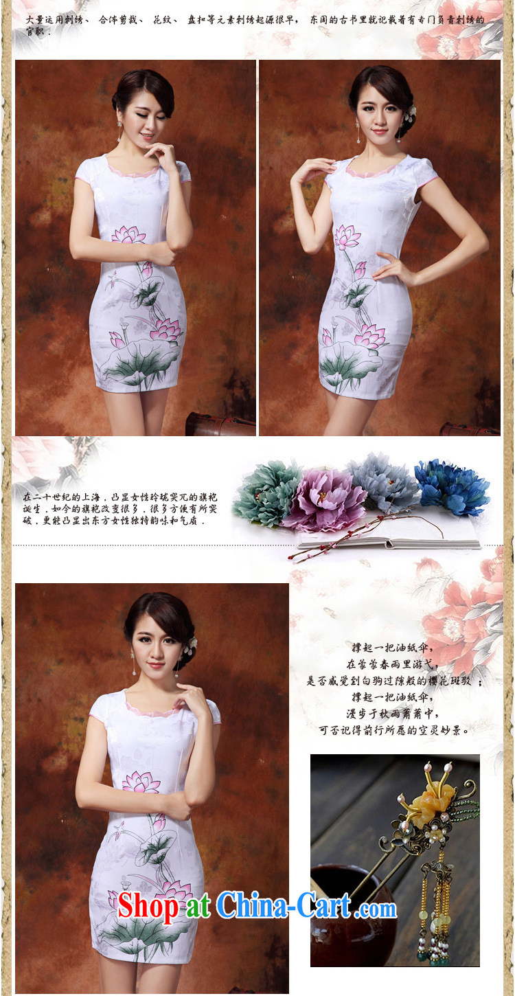 Dresses and Stylish spring and summer 2015 new Chinese Lotus figure daily short improved cheongsam dress style female 36 white L pictures, price, brand platters! Elections are good character, the national distribution, so why buy now enjoy more preferential! Health