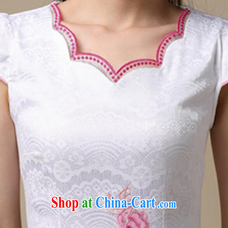 Stylish retro cheongsam dress summer 2015 new women are decorated in traditional costumes dresses daily outfit, short girls 39 Blue on white flower XL, Elizabeth Gil (SHAJINI), shopping on the Internet