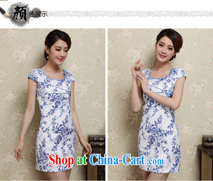 Blue and white porcelain cheongsam dress spring 2015 new improved stylish daily short cheongsam dress beauty package and summer girls 28 blue XL pictures, price, brand platters! Elections are good character, the national distribution, so why buy now enjoy more preferential! Health