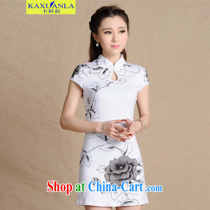 The HIN-spring 2015 New National wind painting beauty antique dresses cotton female white XXL, Xuan (KAXUANLA), and, on-line shopping