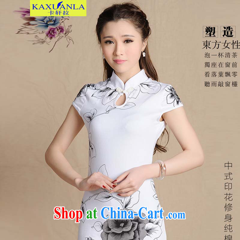 The HIN-spring 2015 New National wind painting beauty antique dresses cotton female white XXL, Xuan (KAXUANLA), and, on-line shopping