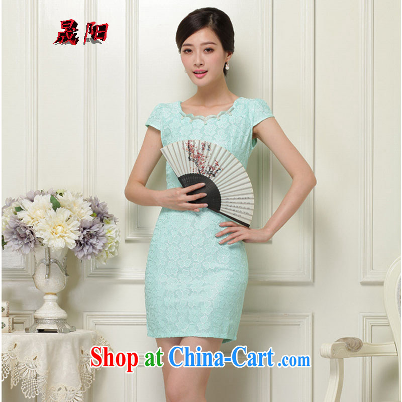 Sung Yang 2015 summer new Korean Beauty zip does not rule with retro women's clothing stylish short-sleeve cheongsam dress apricot XL, Sung-yang (shengyang), online shopping