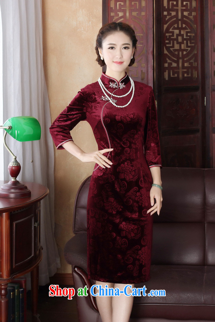 Take the spring dresses Tang Women's clothes Chinese improved, for Stretch Wool pressure spent 7 hours in cuff long cheongsam dress blue 3 XL pictures, price, brand platters! Elections are good character, the national distribution, so why buy now enjoy more preferential! Health