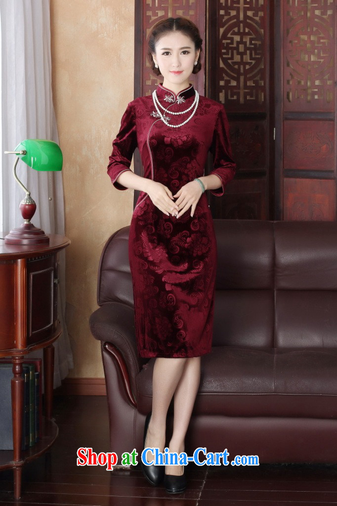 Bin Laden smoke spring dresses Tang Women's clothes Chinese improved, for Stretch Wool pressure spent 7 hours in cuff long cheongsam dress red 3XL pictures, price, brand platters! Elections are good character, the national distribution, so why buy now enjoy more preferential! Health