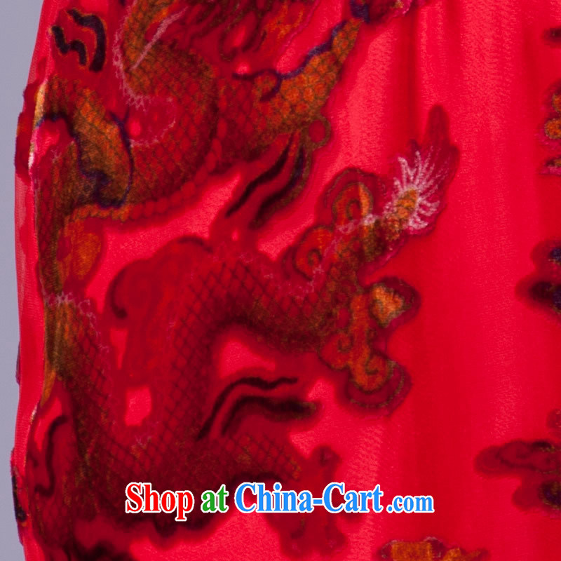 The CYD HO Kwun Tong' of the Dragon The Silk Cheongsam/2015 summer sauna red Silk Cheongsam dress bridal G 81,125 red XL, Sau looked Tang, shopping on the Internet