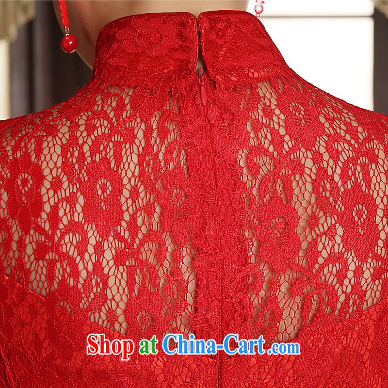 Bridal toast served at Merlion cheongsam long cultivating red wedding dress classic 2015 spring and summer New Red XL, Tslyzm, shopping on the Internet
