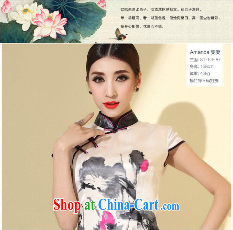 Cyd Ho Kwun Tong The Netherlands 2015 spring new improved cheongsam ink stamp Stylish retro Silk Cheongsam dress female QD 4110 m White XXL pictures, price, brand platters! Elections are good character, the national distribution, so why buy now enjoy more preferential! Health