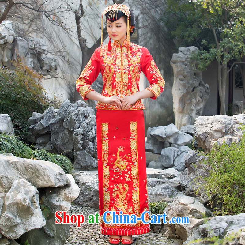 2015 new show reel service bridal gown bride dress Phoenix use toast use serving Chinese qipao marriage Red Red XL code, the marriage and, on-line shopping