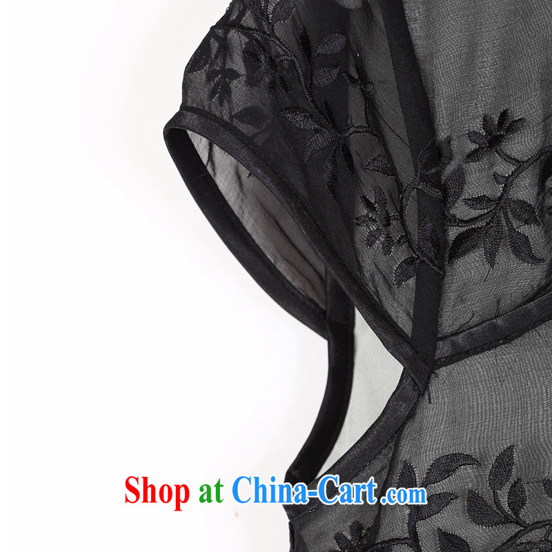 The CYD HO Kwun Tong' Xuan Emily 2015 summer new retro heavy Silk Cheongsam improved stylish beauty dresses QD 4143 black XL, Sau looked Tang, shopping on the Internet
