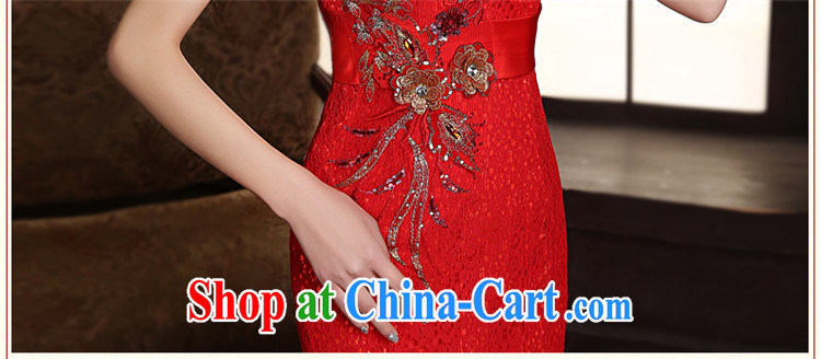 Bridal improved crowsfoot cheongsam dress length bows, clothes lace beauty retro wedding dresses 2015 spring and summer New Red dresses, long XXXL pictures, price, brand platters! Elections are good character, the national distribution, so why buy now enjoy more preferential! Health