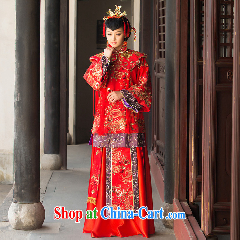 bridal gown bride dresses of 2015 new show reel toast serving serving Chinese qipao marriage Red Red XL code