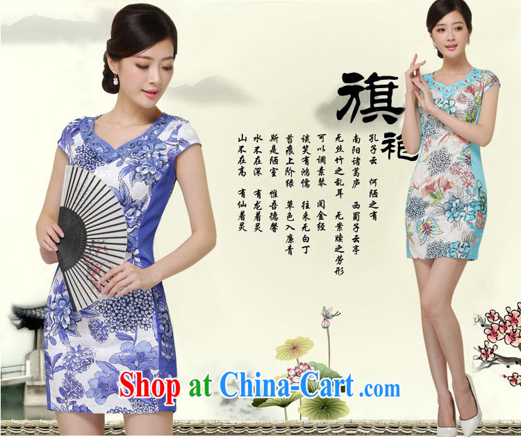 XUAN FENG 2015 summer new Korean Beauty V collar plant flower embroidery and Stylish retro ladies short-sleeved qipao dresses green XXL pictures, price, brand platters! Elections are good character, the national distribution, so why buy now enjoy more preferential! Health