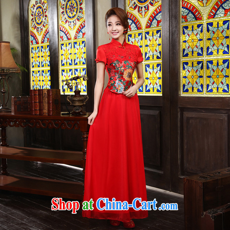 Marriage toast IMPROVED SERVICE 2015 New Red bridal retro lace cheongsam red XL Code, marriage of arts, online shopping