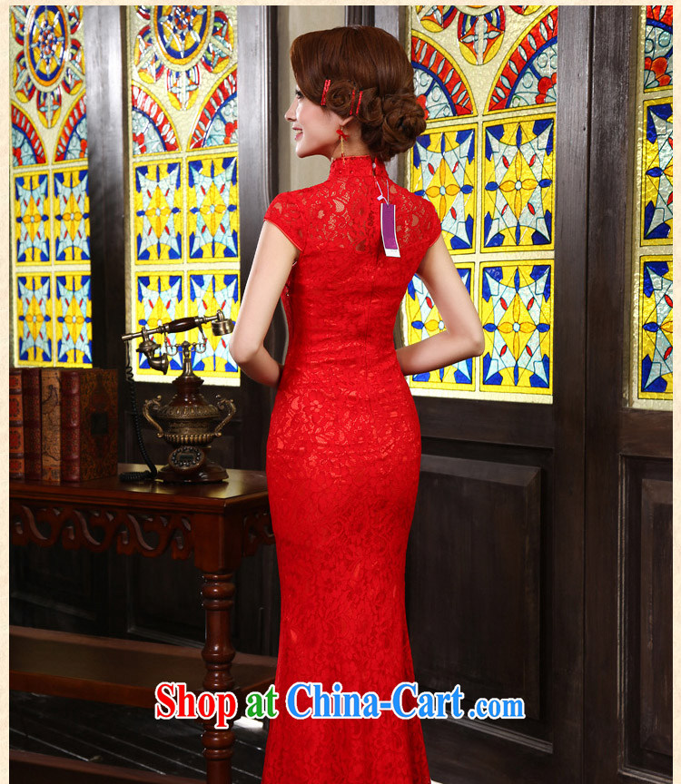 2015 marriage red long lace dress Chinese improved, their dresses bridal toast serving New Red XL code pictures, price, brand platters! Elections are good character, the national distribution, so why buy now enjoy more preferential! Health