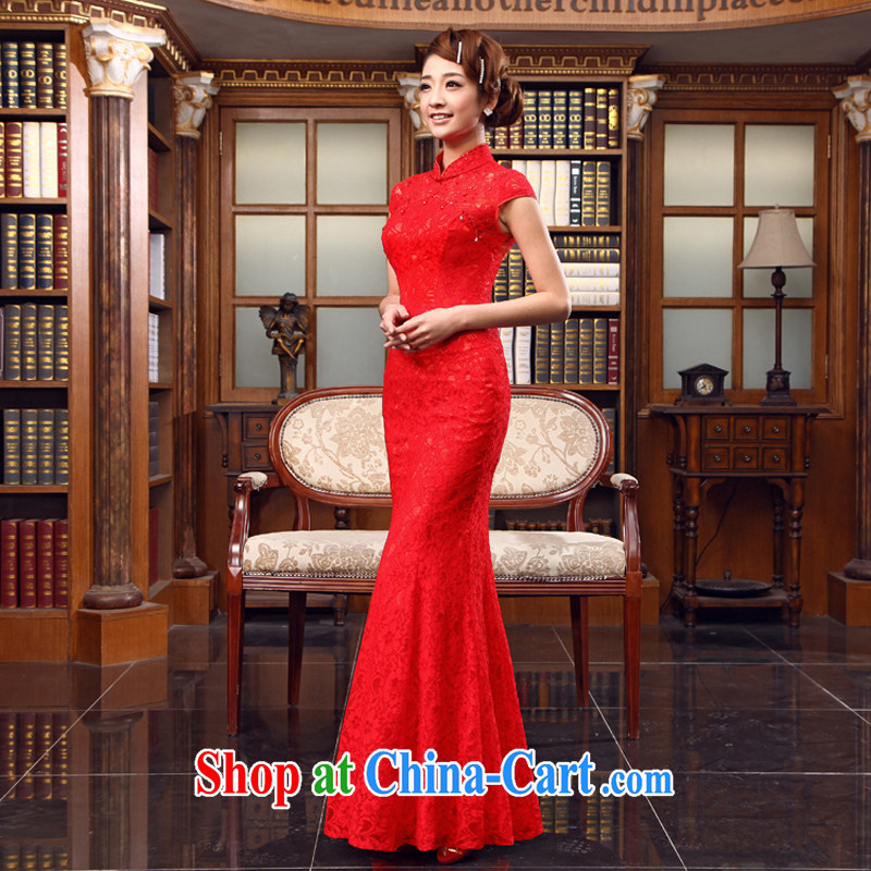 2015 marriage red long lace dress Chinese improved, their dresses bridal toast serving New Red XL Code, marriage of arts, shopping on the Internet