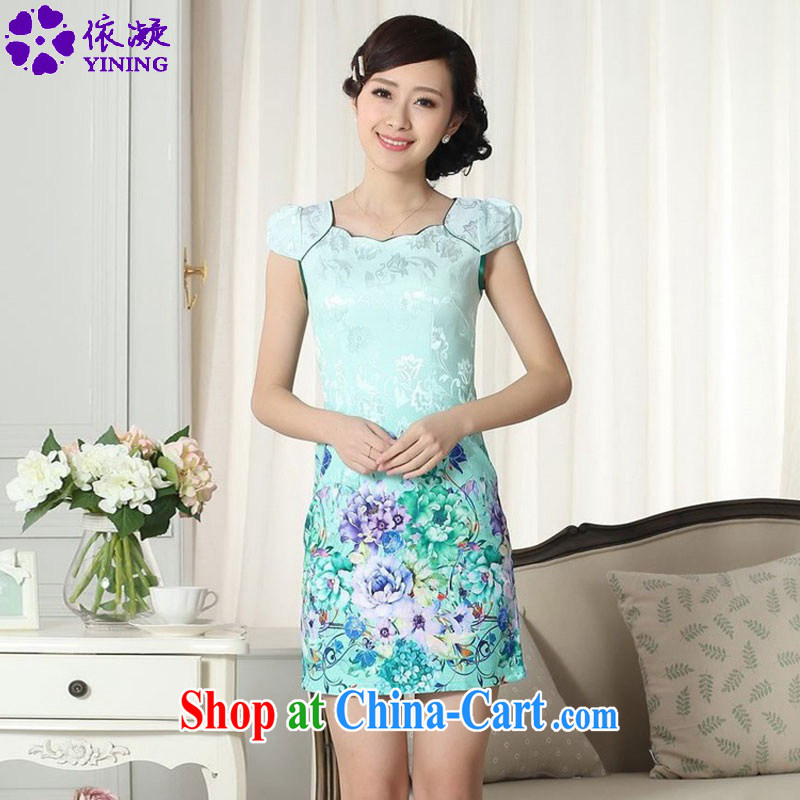 According to fuser new female improved cheongsam dress stylish jacquard cotton cultivating short Chinese qipao dress LGD_D 0303 _2 XL