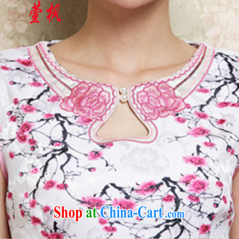XUAN FENG 2015 summer new Korean Beauty round-collar digital stamp duty and stylish retro dress short-sleeve cheongsam dress blue XL, Xuan Feng (xuanfeng), shopping on the Internet