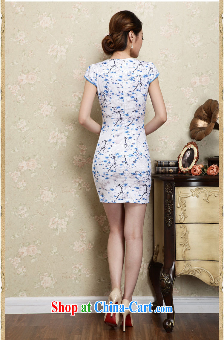 Sung Yang 2015 summer new Korean beauty with digital printing Stylish retro female short-sleeve cheongsam dress blue XL pictures, price, brand platters! Elections are good character, the national distribution, so why buy now enjoy more preferential! Health