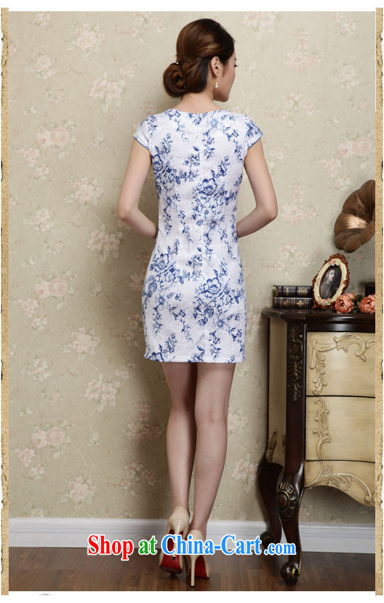 XUAN FENG 2015 summer new Korean Beauty party for digital stamp stylish women's clothing retro short sleeve cheongsam dress blue XXL pictures, price, brand platters! Elections are good character, the national distribution, so why buy now enjoy more preferential! Health