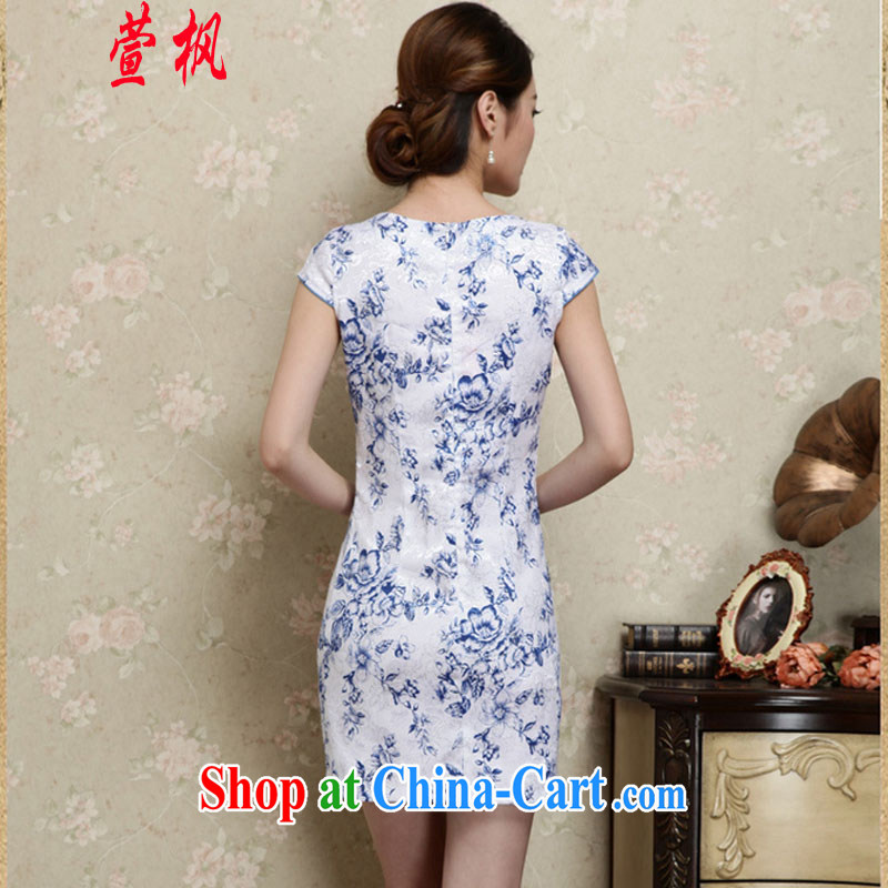XUAN FENG 2015 summer new Korean Beauty party for digital stamp stylish women's clothing retro short sleeve cheongsam dress blue XXL, Xuan Feng (xuanfeng), online shopping