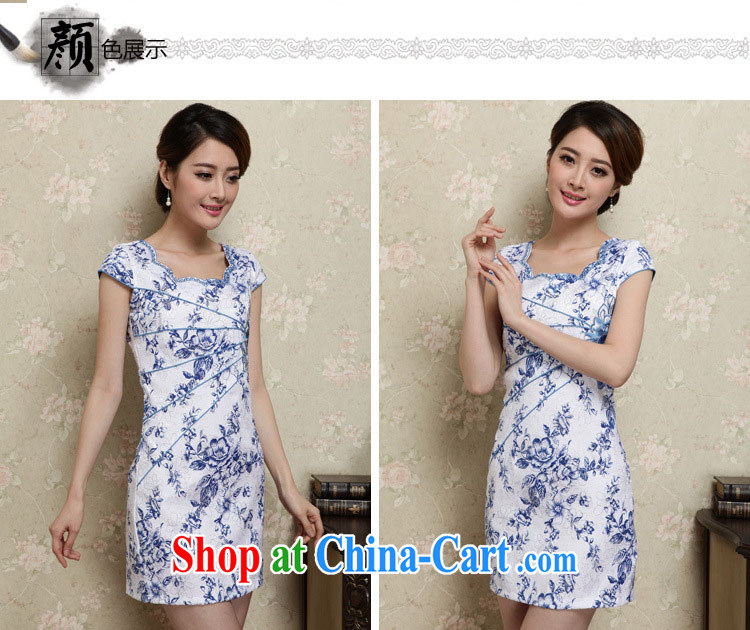 Sung Yang 2015 summer new Korean Beauty party for digital stamp stylish women's clothing retro short sleeve cheongsam dress blue XXL pictures, price, brand platters! Elections are good character, the national distribution, so why buy now enjoy more preferential! Health