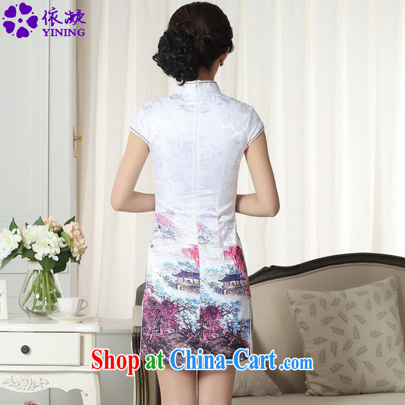 According to fuser new dress retro improved Chinese cheongsam dress, collar Classic tray snaps cultivating short-sleeve cheongsam dress LGD/D 0287 #2 XL, fuser, and shopping on the Internet