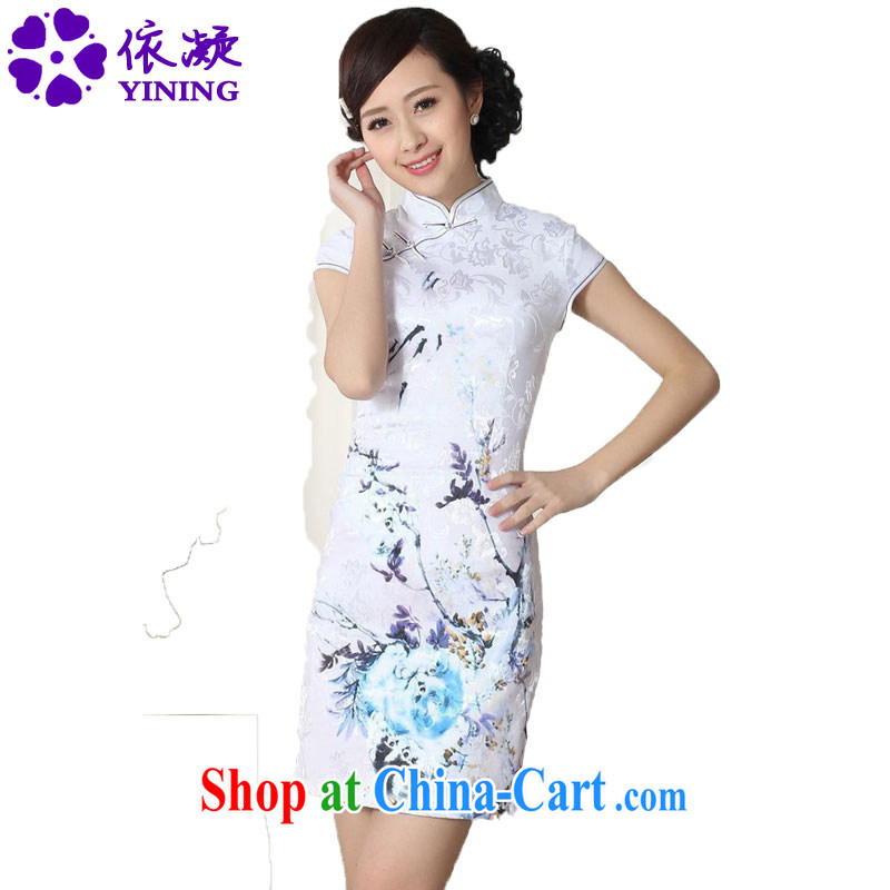 According to fuser summer stylish new Chinese improved Chinese cheongsam dress, for a tight retro-tie cultivating short cheongsam dress LGD_D _0281 figure 2 XL