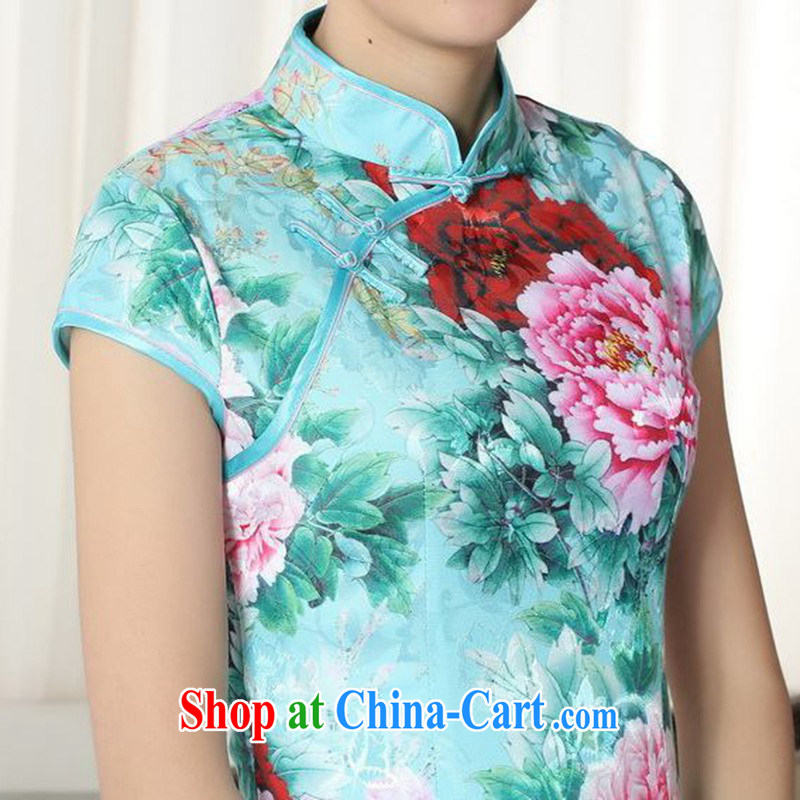 According to fuser summer stylish new female Chinese improved Chinese cheongsam dress, collar jacquard Sau San short Chinese qipao dress LGD/D #0280 figure 2 XL, fuser, and online shopping