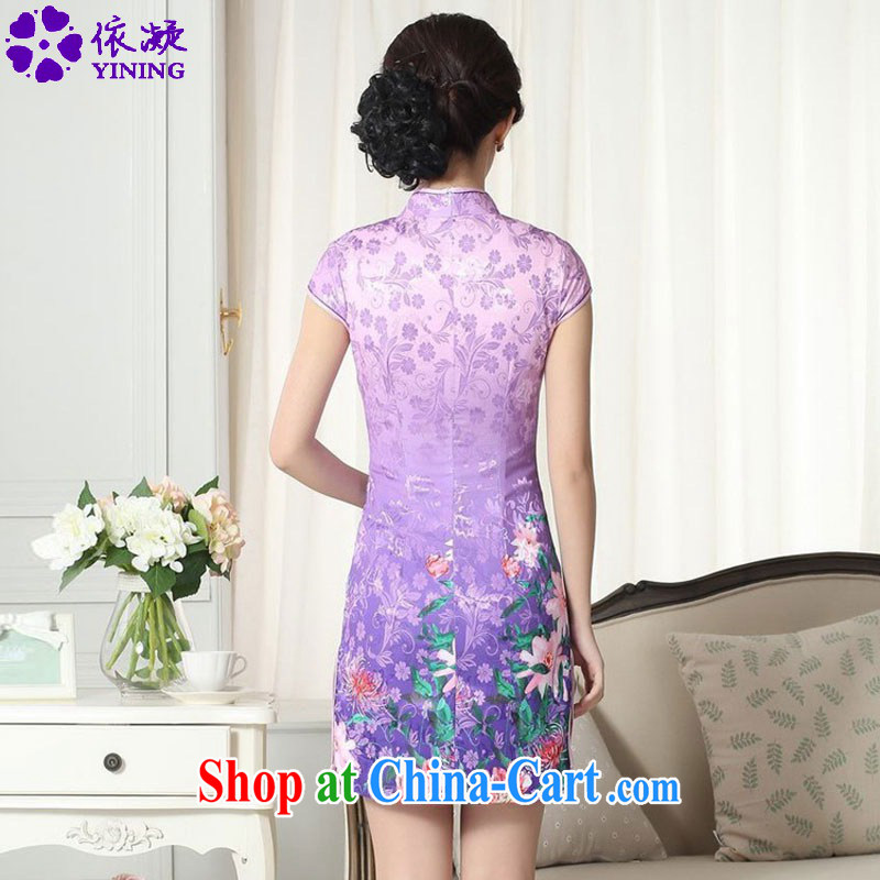 According to fuser new female Chinese Chinese cheongsam dress lady stylish jacquard cotton cultivating short cheongsam dress LGD/D #0274 figure 2 XL, fuser, and shopping on the Internet
