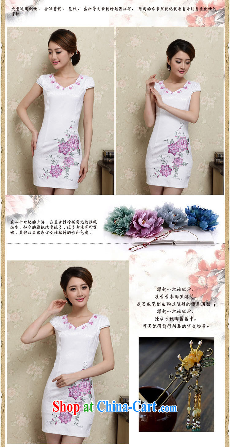 Sung Yang 2015 summer new Korean version does not rule with beauty and stylish embroidered retro ladies short sleeve cheongsam dress blue XXL pictures, price, brand platters! Elections are good character, the national distribution, so why buy now enjoy more preferential! Health