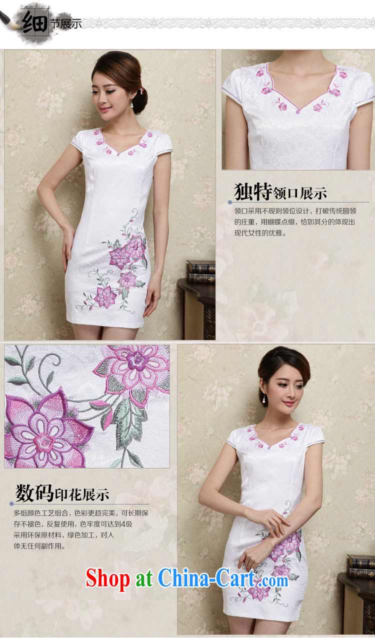XUAN FENG 2015 summer new Korean version does not rule with Beauty Fashion embroidered retro ladies short sleeves cheongsam dress blue XXL pictures, price, brand platters! Elections are good character, the national distribution, so why buy now enjoy more preferential! Health