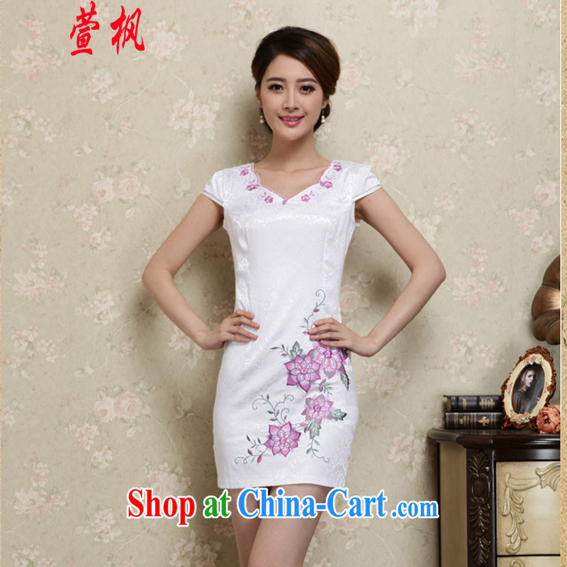 XUAN FENG 2015 summer new Korean version does not rule for the cultivation and stylish embroidered retro ladies short sleeve cheongsam dress blue XXL, Xuan Feng (xuanfeng), and, on-line shopping