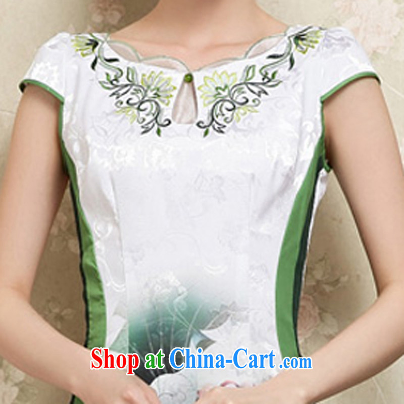Los Angeles Summer 2015 new women who are decorated in traditional costumes dresses stylish and elegant short-sleeve does not rule for the Lotus pattern beauty dresses cheongsam Green S, Los Angeles (ROLUZEE), online shopping