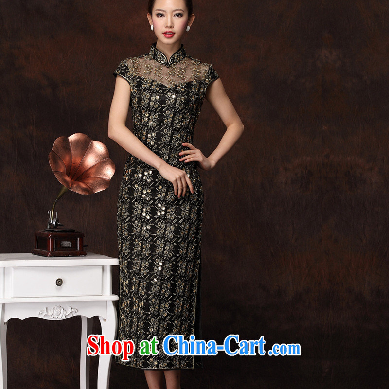 Health Concerns dress * 2014 new improved stylish long cheongsam embroidery high's sexy retro banquet cheongsam dress girls black M, health concerns (Rvie .), and, shopping on the Internet