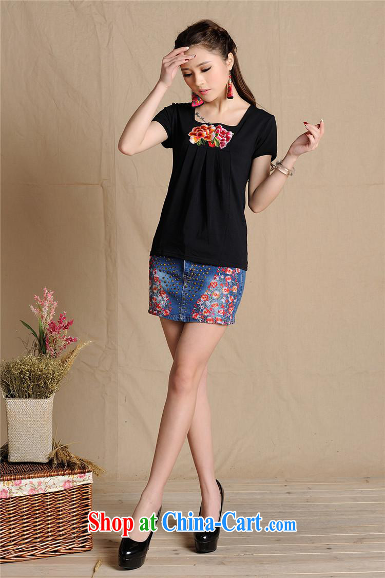 Health Concerns dress * MX 9199 National wind women's clothing spring and summer new embroidered cultivating short-sleeve party collar cotton shirt T black 2XL pictures, price, brand platters! Elections are good character, the national distribution, so why buy now enjoy more preferential! Health