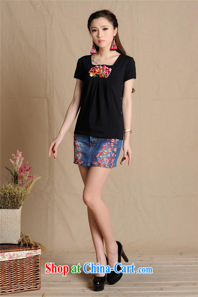 Health Concerns dress * MX 9199 National wind women's clothing spring and summer new embroidered cultivating short-sleeve party collar cotton shirt T black 2XL pictures, price, brand platters! Elections are good character, the national distribution, so why buy now enjoy more preferential! Health