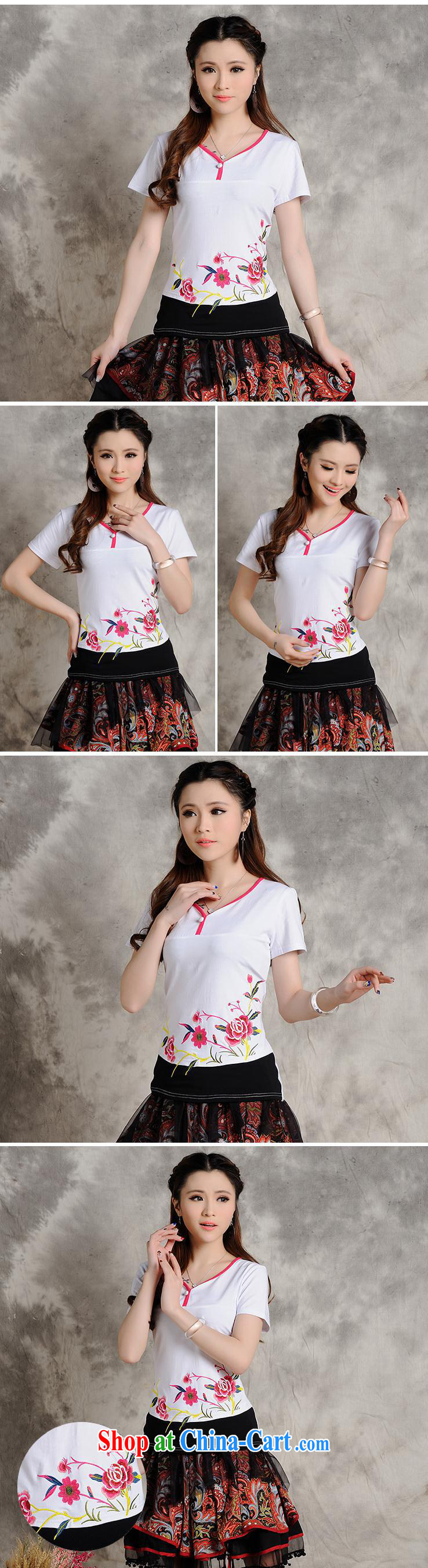 Health Concerns dress * W 8208 National wind women's clothing summer new stitching embroidered beauty graphics thin V short-sleeved shirt T the red 2 XL pictures, price, brand platters! Elections are good character, the national distribution, so why buy now enjoy more preferential! Health