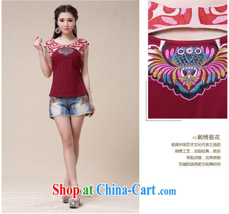 Health Concerns dress * BL 8955 National wind women's clothing spring and summer new to the embroidery stitching cultivating short-sleeved shirt T red 2 XL pictures, price, brand platters! Elections are good character, the national distribution, so why buy now enjoy more preferential! Health