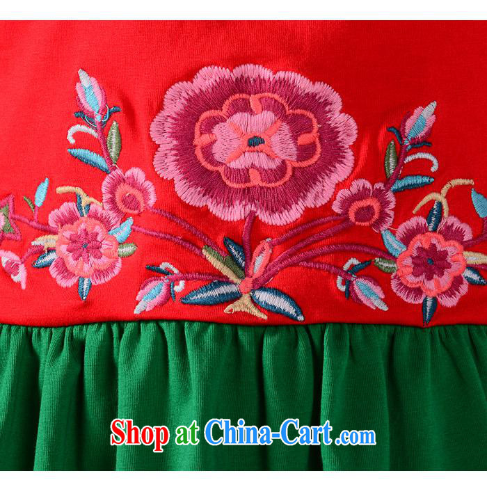 Health Concerns dress * W 861 Ethnic Wind female original spring and summer New Tile collision color embroidered short sleeve cotton shirt T red 2 XL pictures, price, brand platters! Elections are good character, the national distribution, so why buy now enjoy more preferential! Health